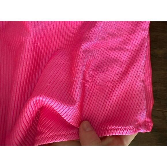 Aerie Hot Pink Ribbed One Piece Swimsuit Medium - Picture 5 of 6